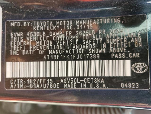 Photo 10 from auction – 2015 TOYOTA CAMRY LE with VIN 4T1BF1FK1FU017389