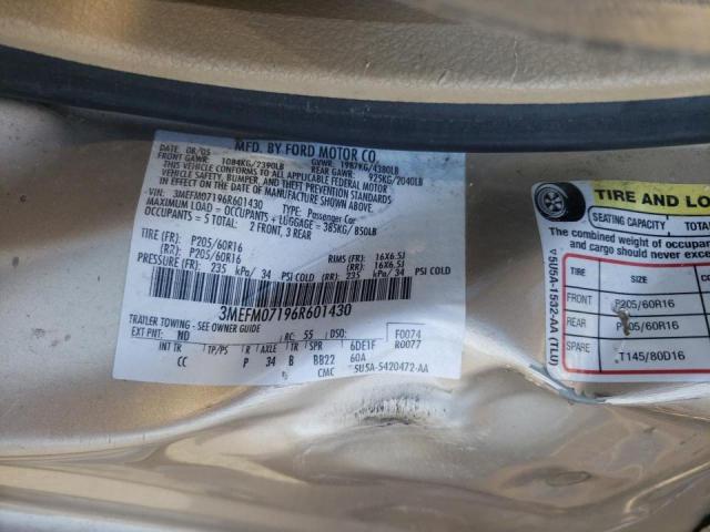 Photo 10 from auction – 2006 MERCURY MILAN with VIN 3MEFM07196R601430