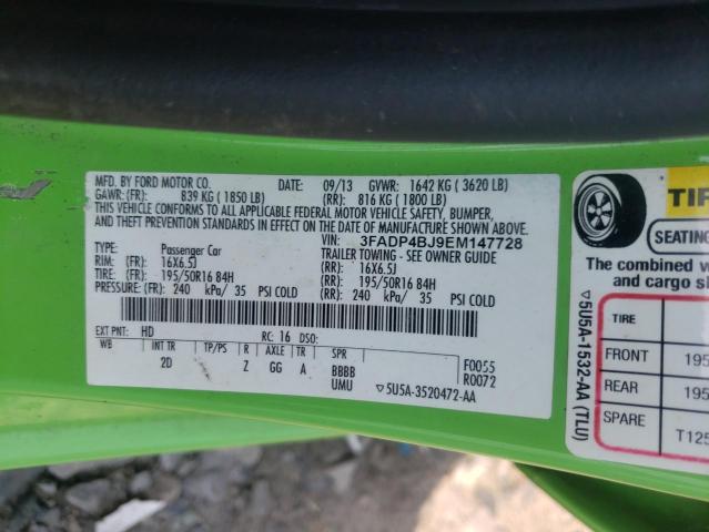 Photo 10 from auction – 2014 FORD FIESTA SE with VIN 3FADP4BJ9EM147728