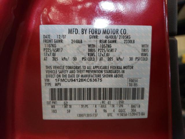 Photo 10 from auction – 2008 FORD ESCAPE LIM with VIN 1FMCU94128KC63675