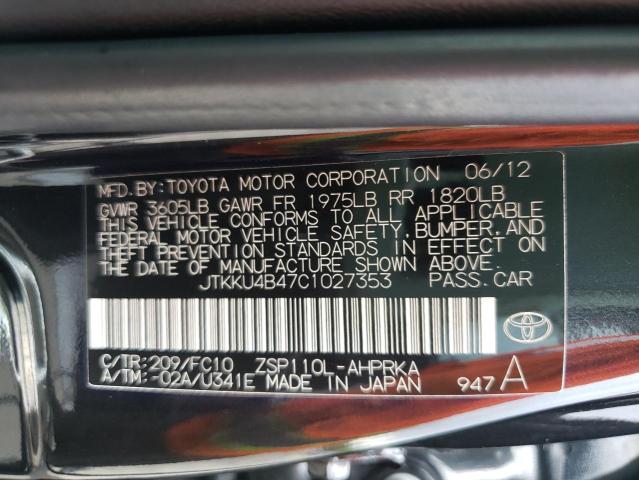 Photo 10 from auction – 2012 TOYOTA SCION XD with VIN JTKKU4B47C1027353