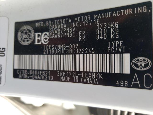 Photo 10 from auction – 2017 TOYOTA COROLLA L with VIN 2T1BURHE3HC822245