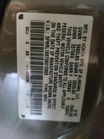 Photo 10 from auction – 2003 HONDA ODYSSEY EX with VIN 5FNRL18973B012658