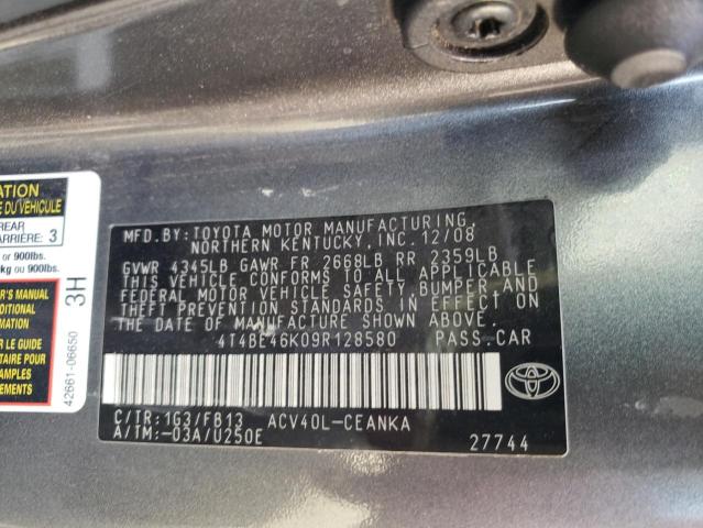 Photo 10 from auction – 2009 TOYOTA CAMRY BASE with VIN 4T4BE46K09R128580