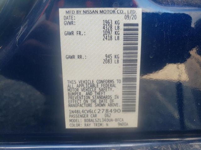 Photo 10 from auction – 2020 NISSAN ALTIMA SR with VIN 1N4BL4CV6LC278490
