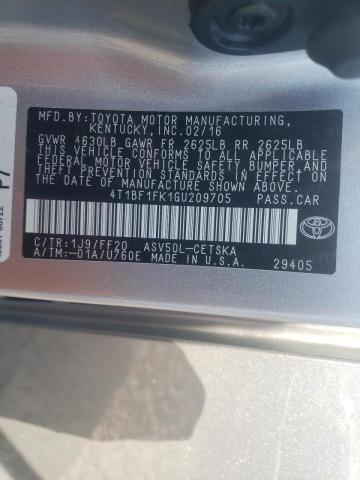 Photo 10 from auction – 2016 TOYOTA CAMRY LE with VIN 4T1BF1FK1GU209705