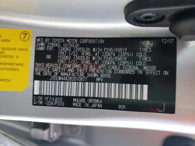 Photo 10 from auction – 2008 TOYOTA HIGHLANDER with VIN JTEEW44A282010877