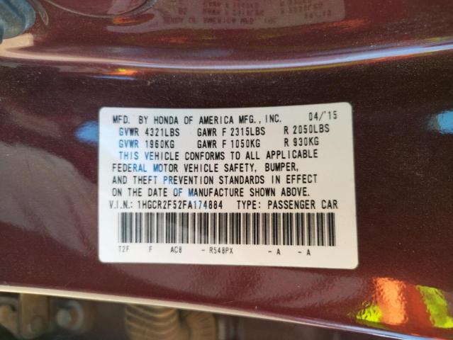 Photo 10 from auction – 2015 HONDA ACCORD SPO with VIN 1HGCR2F52FA174884