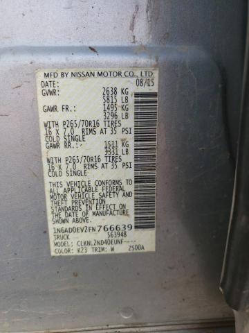 Photo 10 from auction – 2015 NISSAN FRONTIER S with VIN 1N6AD0EV2FN766639