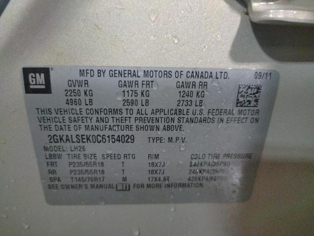 Photo 10 from auction – 2012 GMC TERRAIN SL with VIN 2GKALSEK0C6154029