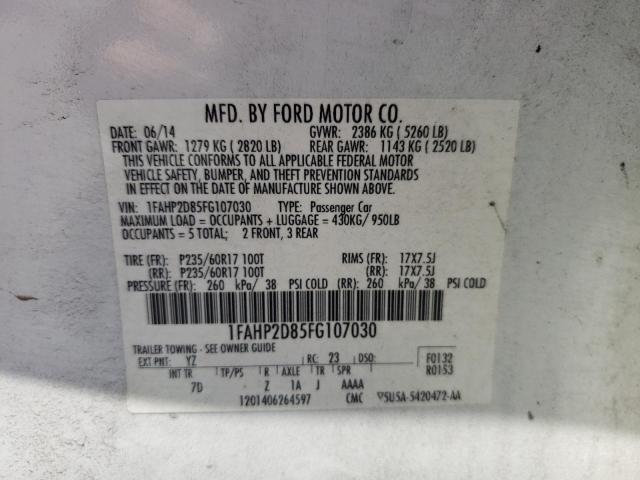 Photo 10 from auction – 2015 FORD TAURUS SE with VIN 1FAHP2D85FG107030