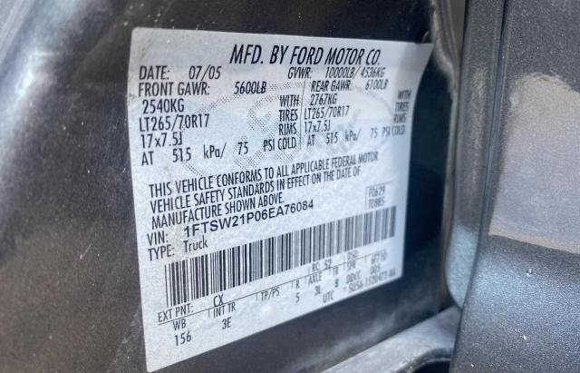 Photo 10 from auction – 2006 FORD F250 SUPER with VIN 1FTSW21P06EA76084