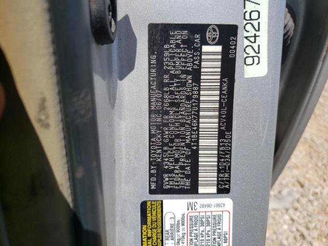 Photo 10 from auction – 2007 TOYOTA CAMRY CE with VIN 4T1BE46K77U179887