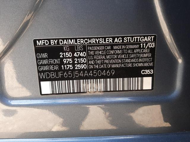 Photo 10 from auction – 2004 MERCEDES-BENZ E 320 with VIN WDBUF65J54A450469