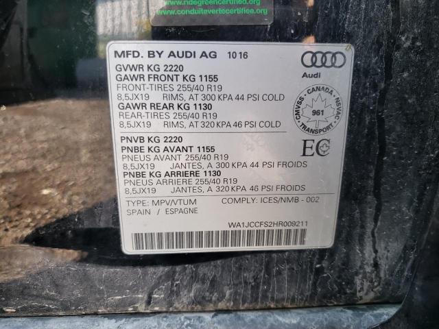 Photo 10 from auction – 2017 AUDI Q3 PREMIUM with VIN WA1JCCFS2HR009211