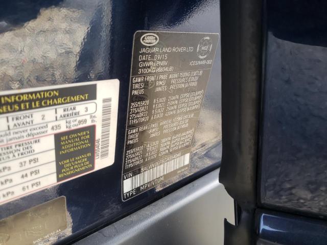 Photo 10 from auction – 2016 LAND ROVER RANGE ROVE with VIN SALWV2EF6GA554046