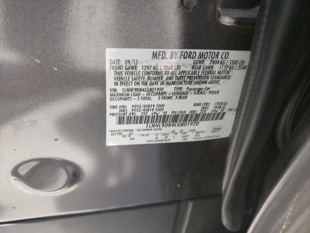 Photo 10 from auction – 2012 LINCOLN MKS with VIN 1LNHL9DR4CG801920