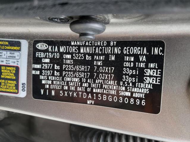 Photo 10 from auction – 2011 KIA SORENTO BA with VIN 5XYKTDA15BG030896