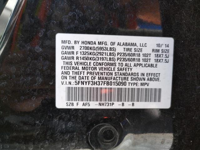 Photo 10 from auction – 2015 HONDA PILOT SE with VIN 5FNYF3H37FB015090