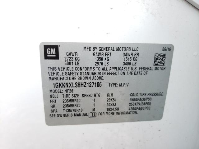 Photo 10 from auction – 2017 GMC ACADIA DEN with VIN 1GKKNXLS8HZ127106