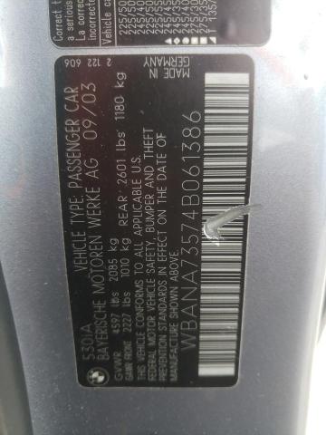 Photo 10 from auction – 2004 BMW 530 I with VIN WBANA73574B061386