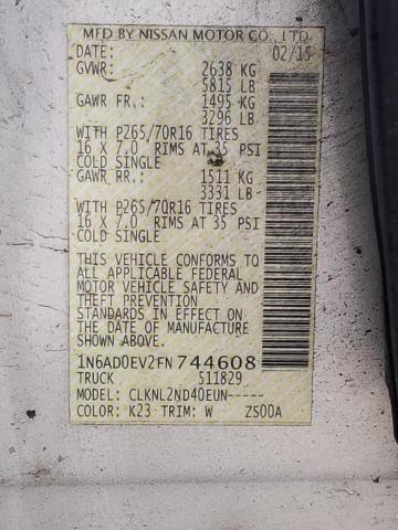 Photo 10 from auction – 2015 NISSAN FRONTIER S with VIN 1N6AD0EV2FN744608