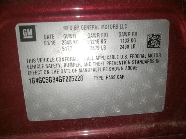 Photo 10 from auction – 2016 BUICK LACROSSE with VIN 1G4GC5G34GF205228