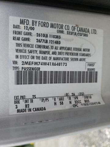 Photo 10 from auction – 2001 MERCURY GRAND MARQ with VIN 2MEFM74W41X648173