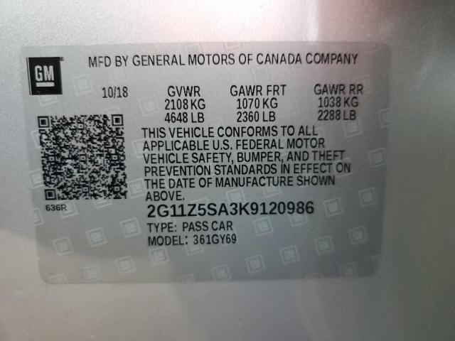 Photo 10 from auction – 2019 CHEVROLET IMPALA LT with VIN 2G11Z5SA3K9120986
