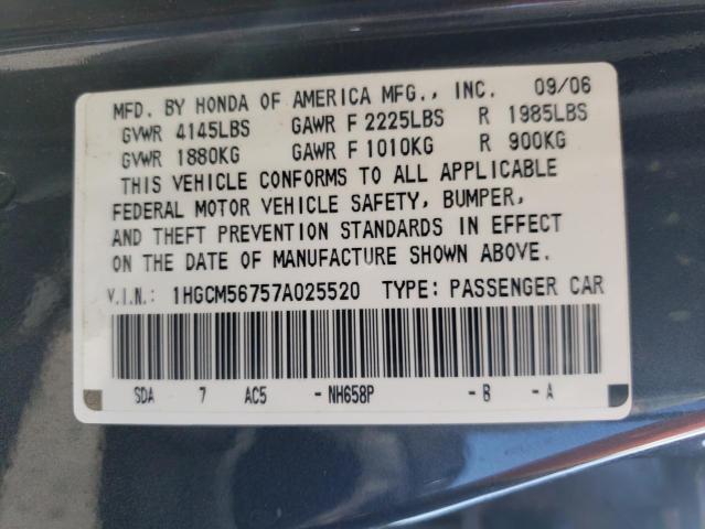 Photo 10 from auction – 2007 HONDA ACCORD EX with VIN 1HGCM56757A025520