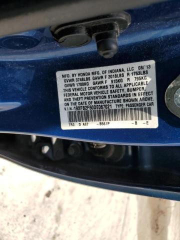 Photo 10 from auction – 2013 HONDA CIVIC with VIN 19XFB2F50DE067021