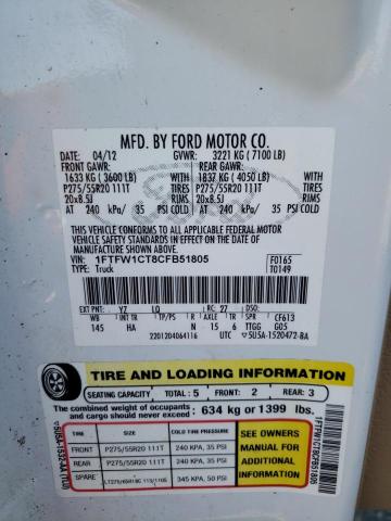 Photo 10 from auction – 2012 FORD F150 SUPER with VIN 1FTFW1CT8CFB51805