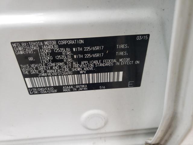 Photo 10 from auction – 2015 TOYOTA RAV4 XLE with VIN JTMRFREVXFD126690
