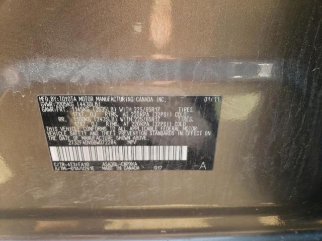 Photo 10 from auction – 2011 TOYOTA RAV4 with VIN 2T3ZF4DV0BW072284