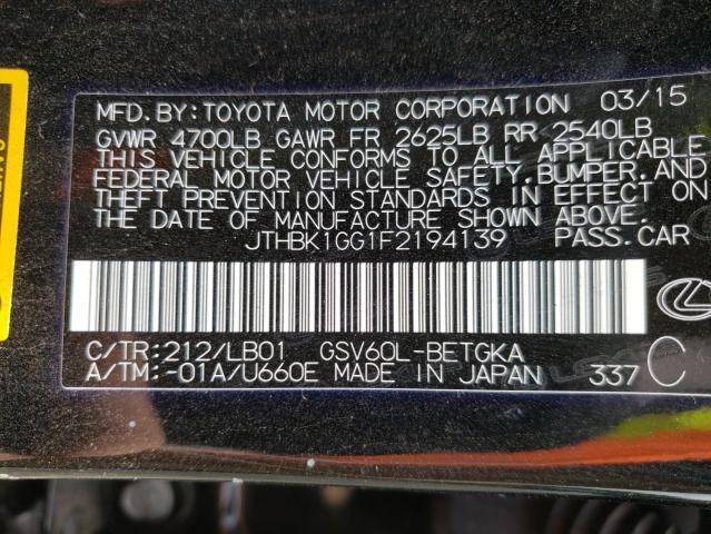 Photo 10 from auction – 2015 LEXUS ES 350 with VIN JTHBK1GG1F2194139