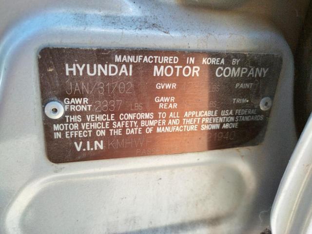 Photo 10 from auction – 2002 HYUNDAI SONATA GL with VIN KMHWF25S72A621940