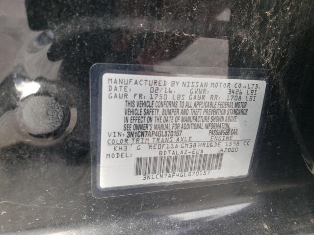 Photo 10 from auction – 2016 NISSAN VERSA S with VIN 3N1CN7AP4GL870157