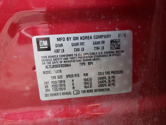Photo 10 from auction – 2015 CHEVROLET TRAX 1LT with VIN KL7CJRSB3FB258844