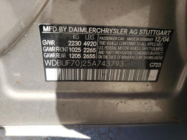 Photo 10 from auction – 2005 MERCEDES-BENZ E 500 with VIN WDBUF70J25A743793