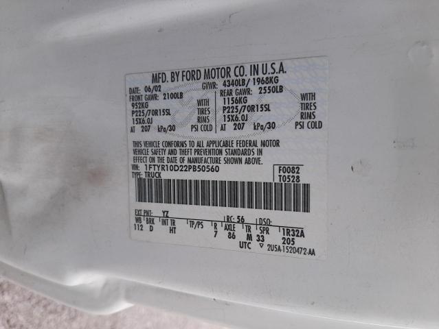 Photo 10 from auction – 2002 FORD RANGER with VIN 1FTYR10D22PB50560