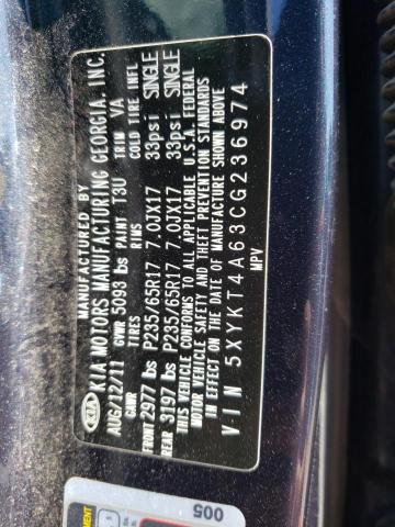 Photo 10 from auction – 2012 KIA SORENTO BA with VIN 5XYKT4A63CG236974