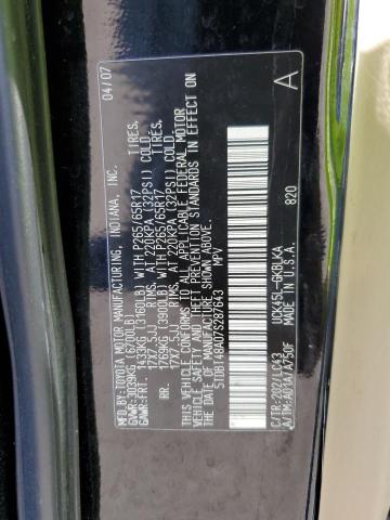 Photo 10 from auction – 2007 TOYOTA SEQUOIA LI with VIN 5TDBT48A07S287643