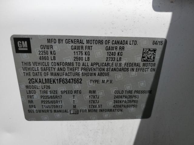 Photo 10 from auction – 2015 GMC TERRAIN SL with VIN 2GKALMEK1F6347662