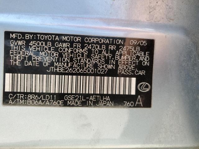 Photo 10 from auction – 2006 LEXUS IS 350 with VIN JTHBE262065001027