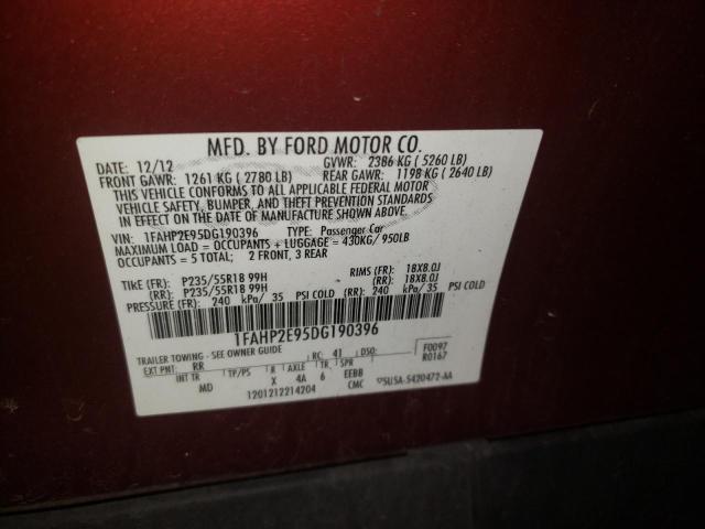 Photo 10 from auction – 2013 FORD TAURUS SEL with VIN 1FAHP2E95DG190396