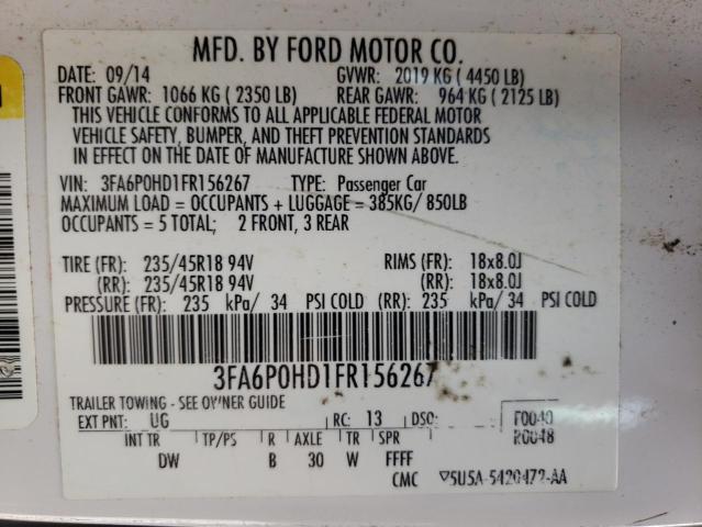 Photo 10 from auction – 2015 FORD FUSION SE with VIN 3FA6P0HD1FR156267