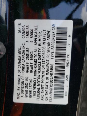 Photo 10 from auction – 2018 HONDA CIVIC EX with VIN 2HGFC3B35JH354816