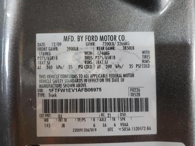 Photo 10 from auction – 2010 FORD F150 SUPER with VIN 1FTFW1EV1AFB06975
