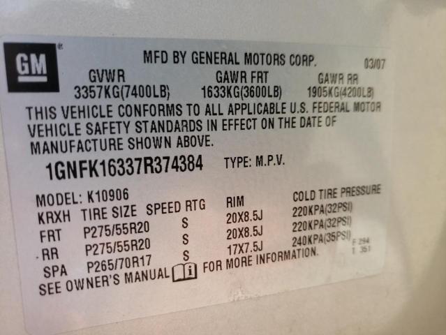 Photo 10 from auction – 2007 CHEVROLET SUBURBAN K with VIN 1GNFK16337R374384