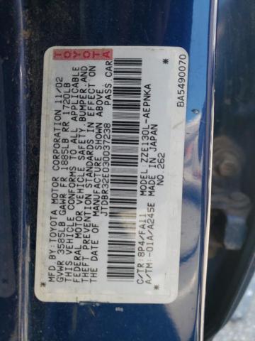Photo 10 from auction – 2003 TOYOTA COROLLA CE with VIN JTDBR32E030037238